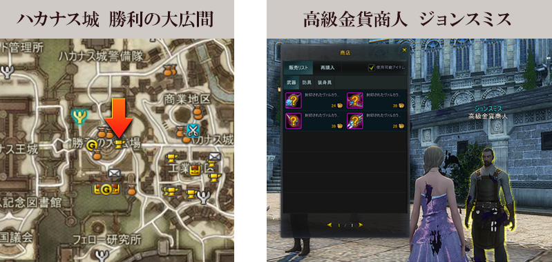 ラビニ族の金貨を装備と交換